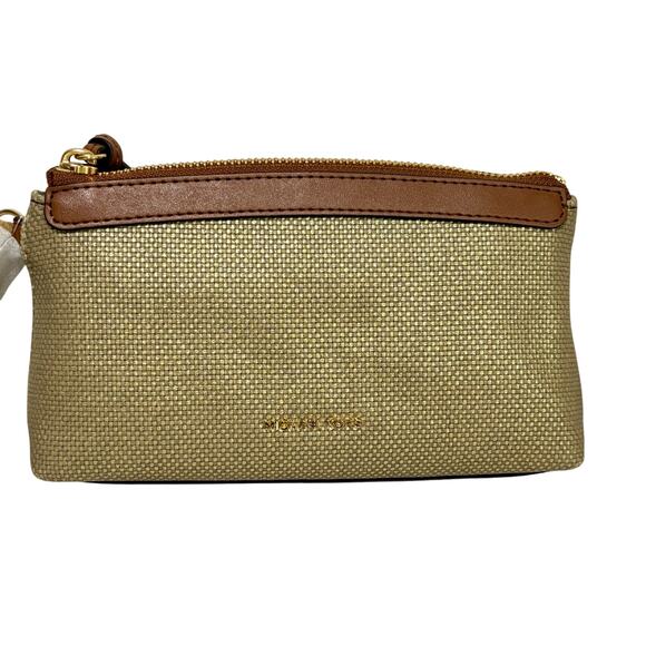 Michael Kors Talia wristlet purse wallet pale gold zipper pouch NEW canvas - Picture 10 of 10